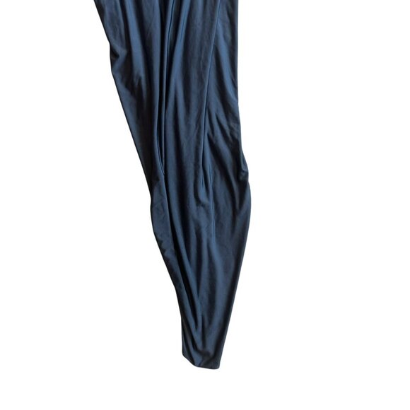 Pia Gladys Perey Dionne Dress Stretch Grey Gathered High Slit Fitted Size Large - Picture 11 of 15